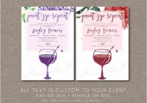 Painting with A Twist Birthday Party Invitations Paint Sip Repeat Painting Party Invitations Wine Art Party