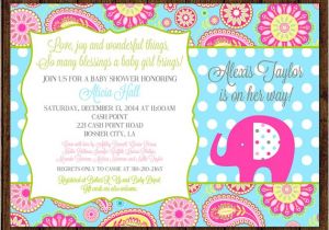 Paisley Baby Shower Invitations Elephant Baby Shower Paisley Baby Shower Invitation Elephant