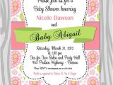 Paisley Print Baby Shower Invitations Baby Shower Invitation Pink Green Paisley Baby Girl by