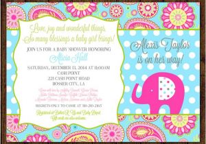 Paisley Print Baby Shower Invitations Elephant Baby Shower Paisley Baby Shower Invitation Elephant