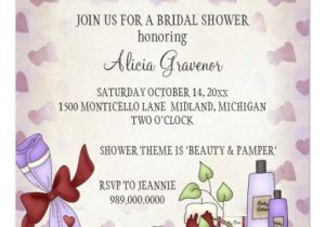 Pamper Baby Shower Invitations Bridal Shower Invitations Beauty & Pamper theme