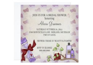 Pamper Baby Shower Invitations Bridal Shower Invitations Beauty & Pamper theme