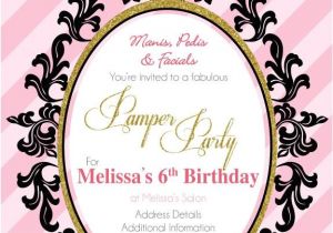 Pamper Party Invite Template Birthday Digital Printable Invitation Template Pamper