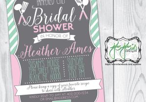 Pampered Chef Bridal Shower Invitation Wording Pampered Chef Bridal Shower Invitation Blush Pink Mint