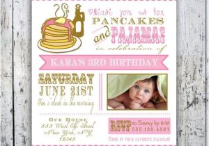 Pancake and Pajama Birthday Party Invitations Pancakes and Pajamas Party Invitation Photo Card Printable
