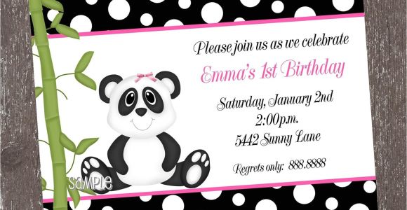 Panda Bear Birthday Party Invitations Panda Bear Birthday Invitations for Boy or Girl