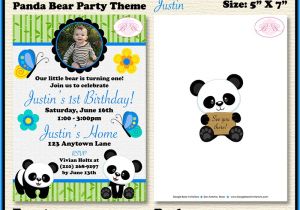 Panda Bear Birthday Party Invitations Panda Bear Boy Photo Birthday Party Invitation Justin theme