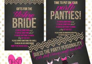 Panty Party Invitations Glitter Chevron Lingerie Shower and Bachelorette Party