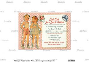 Paper Dolls Wedding Invitations Vintage Paper Dolls Wedding Shower Invites Pink