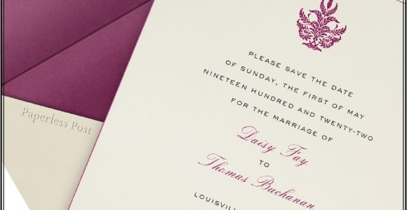 Paperless Post Free Wedding Invitations Cream and Purple Paperless Post Wedding Invitation Set