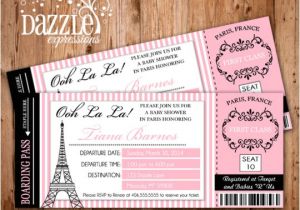 Paris Passport Baby Shower Invitations Paris Boarding Pass Baby Shower Invitation Ticket