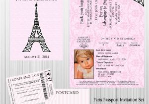 Paris Passport Baby Shower Invitations Paris Passport Birthday Baby Shower Custom and 50 Similar