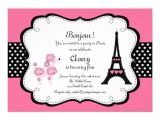 Paris Tea Party Invitation Paris Pink Poodle Eiffle tower Tea Party Bridal 5×7 Paper
