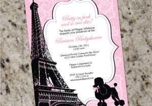 Paris themed Baby Shower Invites Paris themed Baby Shower Invitation Pink and Black French