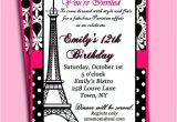 Paris themed Birthday Party Invitation Wording Paris Invitation Printable or Printed with Free by