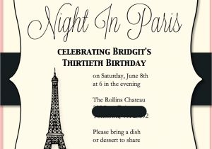 Paris themed Birthday Party Invitation Wording Paris themed Birthday Party Invitations 15 Invites