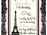 Paris themed Birthday Party Invitation Wording Printed Eiffel tower Parisian theme Birthday Bridal Shower