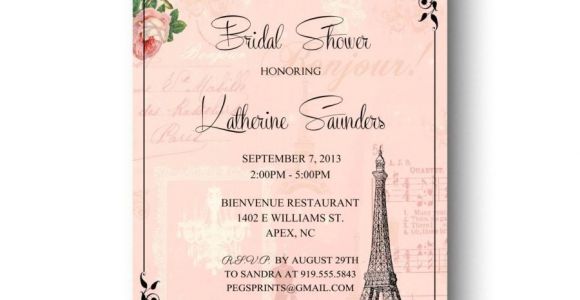 Parisian themed Bridal Shower Invitations Paris Bridal Shower Invitation Printable Paris themed