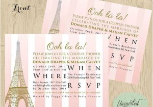 Parisian themed Bridal Shower Invitations Pink and Gold Paris theme Bridal Shower Bridal Shower