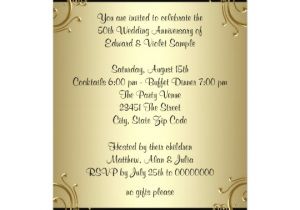 Party City 50th Anniversary Invitations Elegant Gold 50th Wedding Anniversary Party Card Zazzle Com