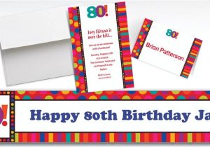 Party City 80th Birthday Invitations Custom Birthday Dots Stripes 80th Invitations Party City