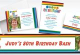 Party City 80th Birthday Invitations Custom Rainbow 80th Birthday Banners Invitations Thank