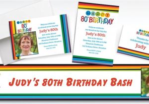 Party City 80th Birthday Invitations Custom Rainbow 80th Birthday Banners Invitations Thank