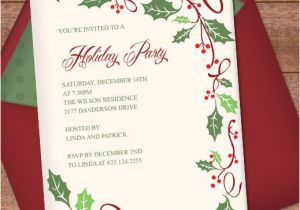 Party Invitation Border Templates Christmas Invitation Template with Holly Border Design