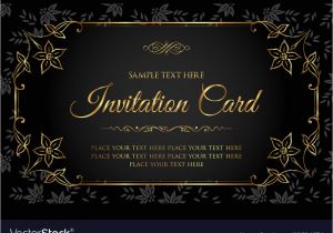 Party Invitation Card Template Coreldraw Luxury Black and Gold Invitation Card Royalty Free Vector