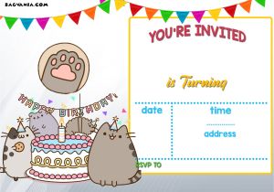 Party Invitation Card Template Free Printable Pusheen Birthday Invitation Template Free