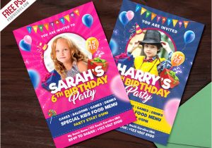 Party Invitation Card Template Psd Kids Birthday Party Invitation Card Psd by Psd Freebies