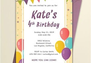 Party Invitation Card Template Word Free Email Birthday Invitation Template Word Psd