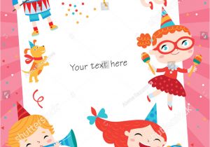 Party Invitation Cards Making Children Having Fun Birthday Party Template Stock Vector