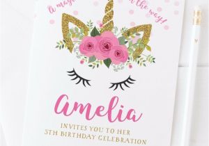 Party Invitation Cards Uk 10 Personalised Unicorn Invitations or Thank You Cards