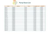 Party Invitation List Template Party Guest List