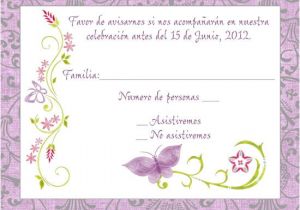 Party Invitation Reply Template Purple Spanish butterfly Response Card Mami 39 S 80 Birthdy