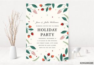 Party Invitation Template Adobe Graphic Floral Holiday Party Invitation Layout Buy This