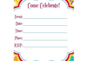 Party Invitation Template Blank Blank Fill In Invitations Happy Birthday Hats and Balloons