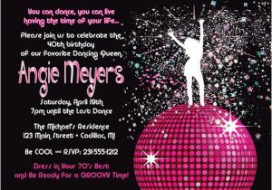 Party Invitation Template Disco Women 39 S Birthday Party Invitation Disco Dancing Queen 70
