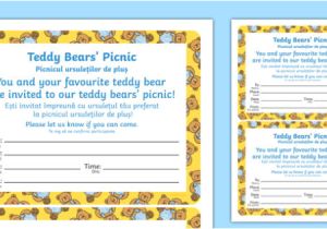 Party Invitation Template Eyfs Teddy Bears Picnic Invitation Romanian Translation