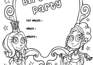 Party Invitation Template for Pages Princess Birthday Party Invitation Coloring Pages