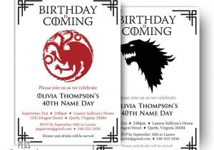Party Invitation Template Game Of Thrones Dragon Birthday Invitation Wolf Birthday Invitation Game