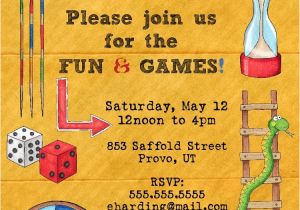 Party Invitation Template Jpg Board Games Birthday Party Invitation Printable by