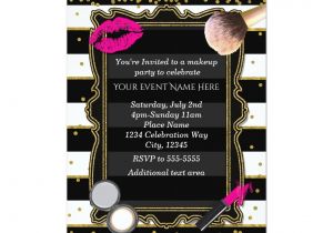 Party Invitation Template Mac Makeup Party Gold Confetti Stripes Glamour Invitation