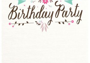 Party Invitation Template Online Flat Floral Free Printable Birthday Invitation Template