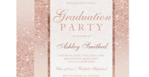 Party Invitation Template Rose Gold Faux Rose Gold Glitter Elegant Graduation Party Invitation