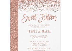 Party Invitation Template Rose Gold Modern Faux Rose Gold Glitter Sweet 15 Birthday Invitation