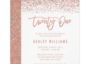 Party Invitation Template Rose Gold Modern Rose Gold Faux Glitter 21st Birthday Invitation