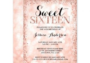 Party Invitation Template Rose Gold Rose Gold Faux Glitter Lights Sweet 16 Invitations Print