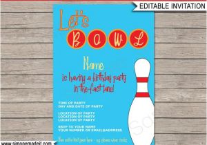 Party Invitation Template Text Bowling Invitation Template Birthday Party Instant